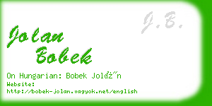 jolan bobek business card